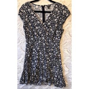 J. Crew‎ Dress Sz 6 Navy Floral Faux Wrap Mini Career Travel